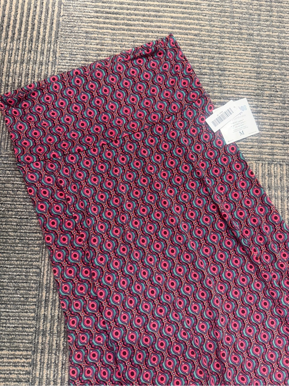 NWT LuLaRoe Maxi Skirt Pink Teal Geometric Sz Medium